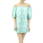 Free People Battenburg Bardot Mini Dress M