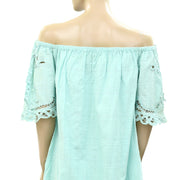 Free People Battenburg Bardot Mini Dress M