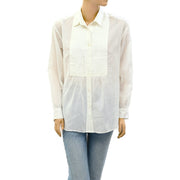 Nili Lotan Daniel Voile Tuxedo Pintucked Buttondown Tunic Shirt Top
