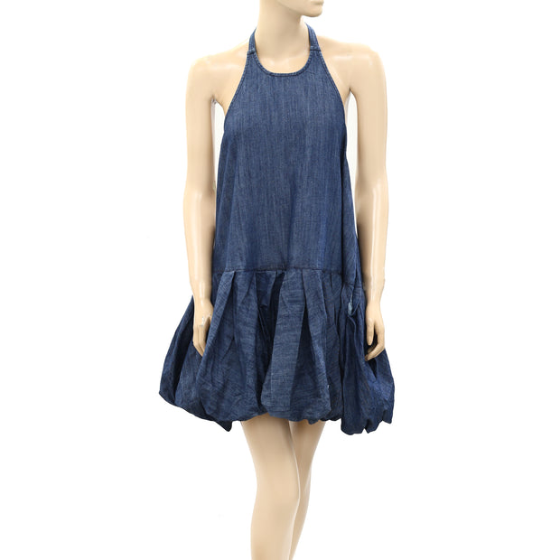 Free People Denim Bubble Mini Dress