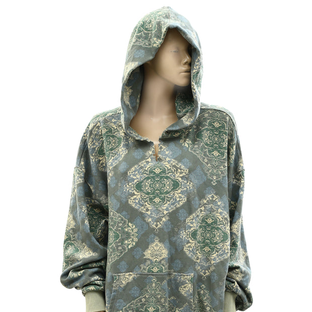 Free People We The Free It's A Vibe Printed Hoodie Top  XL