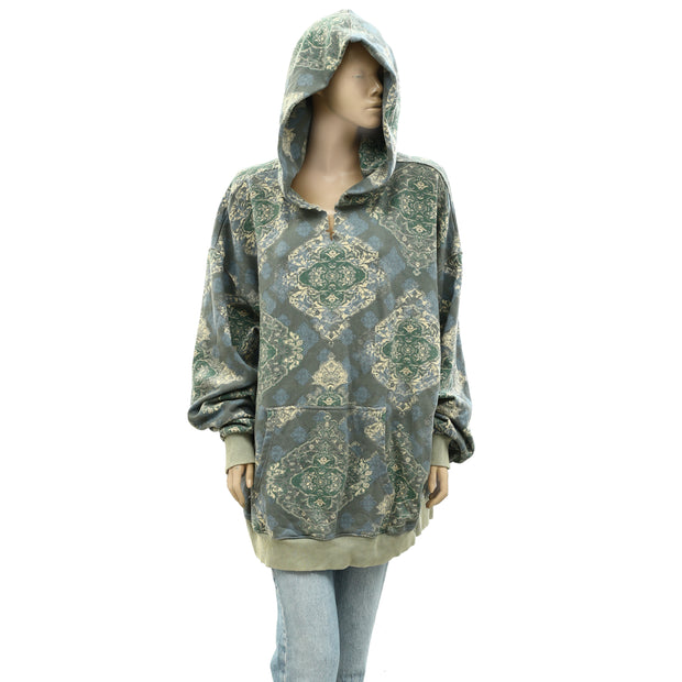 Free People We The Free It's A Vibe Printed Hoodie Top  XL