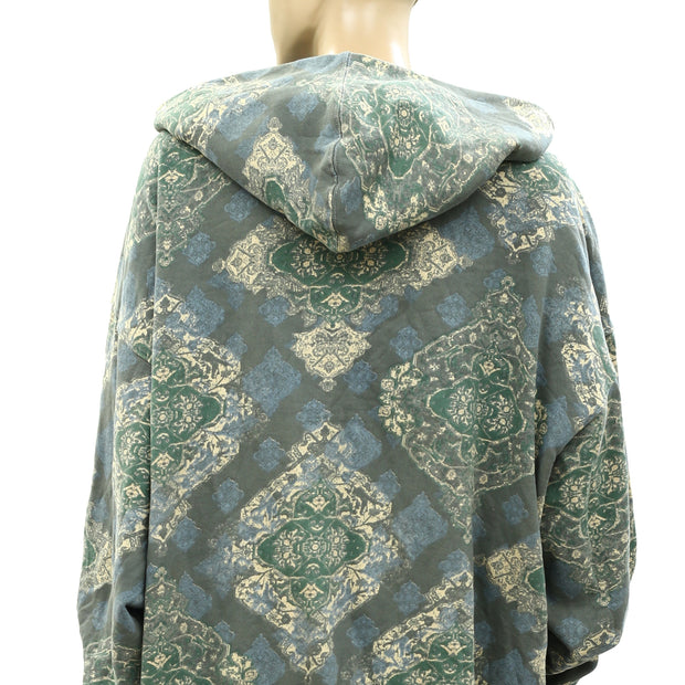 Free People We The Free It's A Vibe Printed Hoodie Top  XL