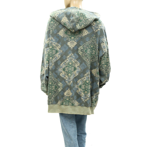 Free People We The Free It's A Vibe Printed Hoodie Top  XL