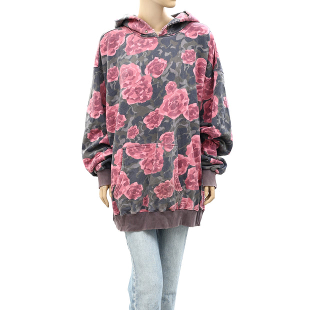 Free People We The Free It's A Vibe Printed Hoodie Top L
