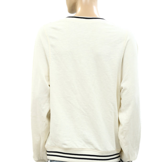 Pilcro Anthropologie Varsity Patchwork Pullover Top M