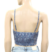 Free People Smocked Floral Patchwork Croppped Cami Top S