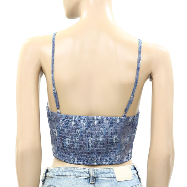 Free People Smocked Floral Patchwork Croppped Cami Top S