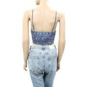 Free People Smocked Floral Patchwork Croppped Cami Top S