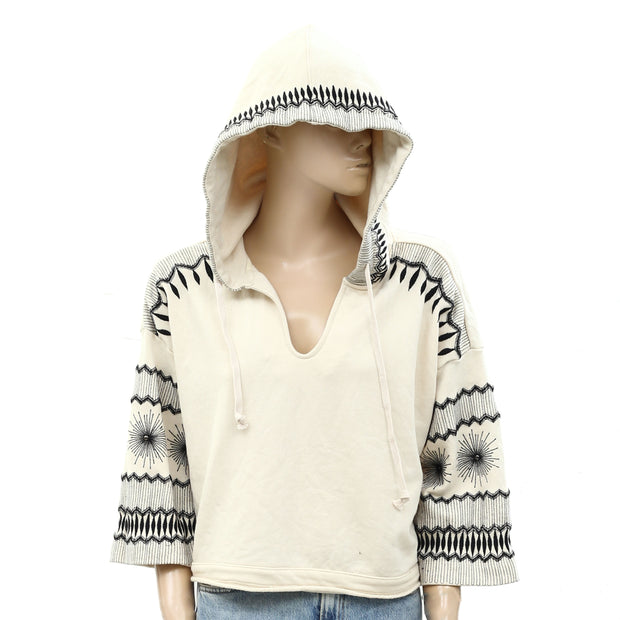 By Anthropologie Embroidered Hoodie Top XS