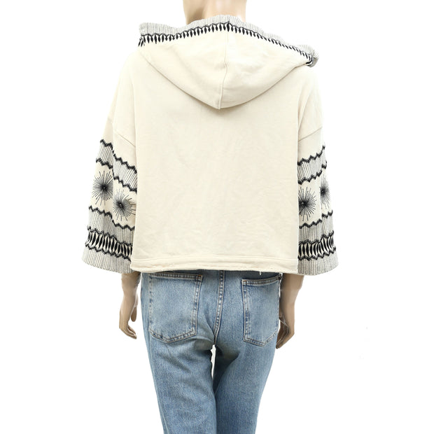 By Anthropologie Embroidered Hoodie Top XS