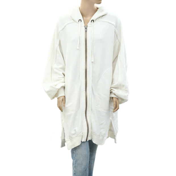 Free People Solid Zip-up Hoodie Jacket Top