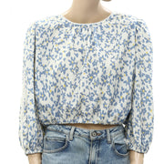 Velvet by Graham & Spencer Anthropologie Flora Printed Blouse Top Lace S