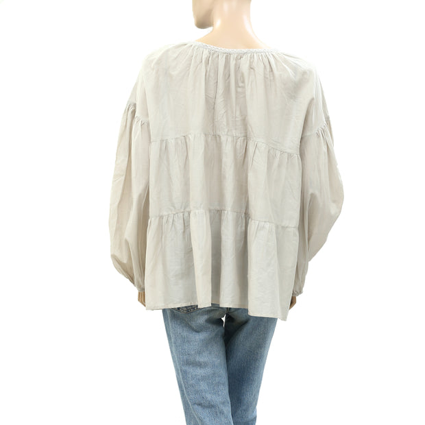 Merlette Tholen Embroidered Ruffle Blouse Top