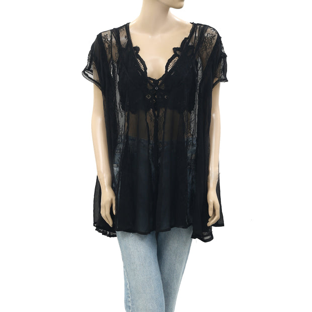 Free People Farrah Lace Tunic Top