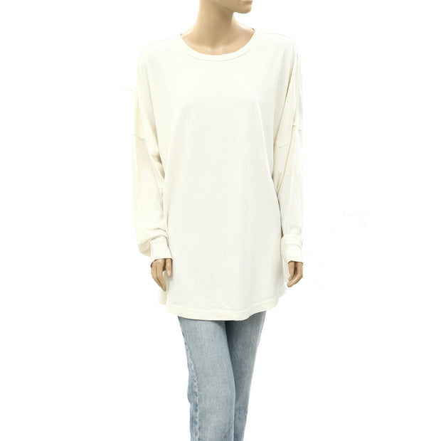 Free People Solid Ivory Tunic Pullover Top L