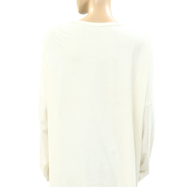 Free People Solid Ivory Tunic Pullover Top L