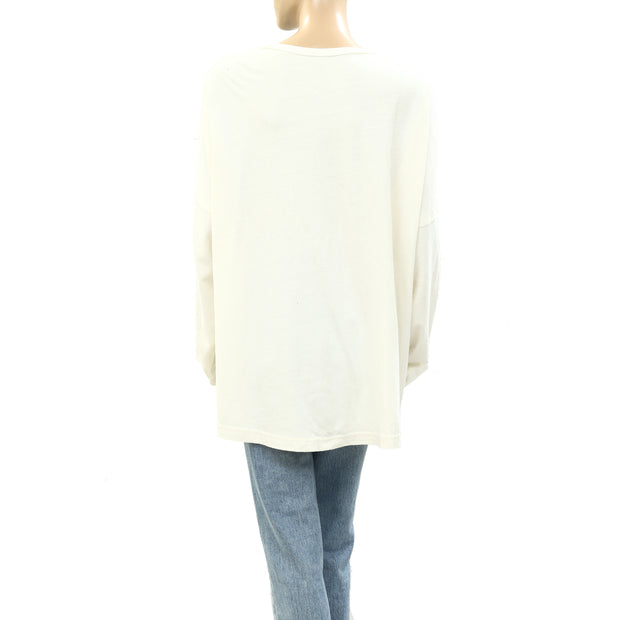 Free People Solid Ivory Tunic Pullover Top L