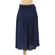 Sea New York Pleated Navy Solid High Rise Midi Flare Skirt XS