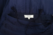 Sea New York Pleated Navy Solid High Rise Midi Flare Skirt XS