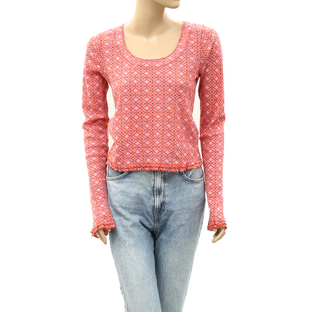Free People Garner Long Sleeve Tee Blouse Top M