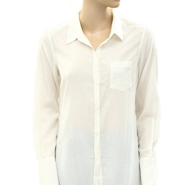 Nili Lotan Cotton Voile NL Buttondown Shirt Blouse Top S