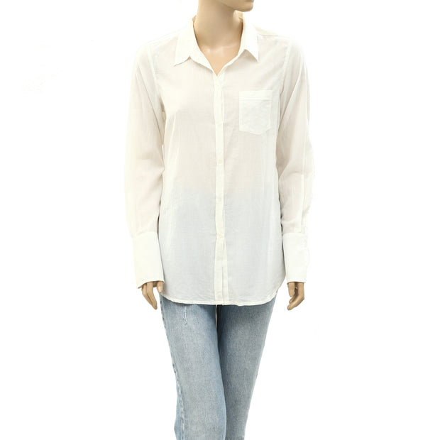 Nili Lotan Cotton Voile NL Buttondown Shirt Blouse Top S
