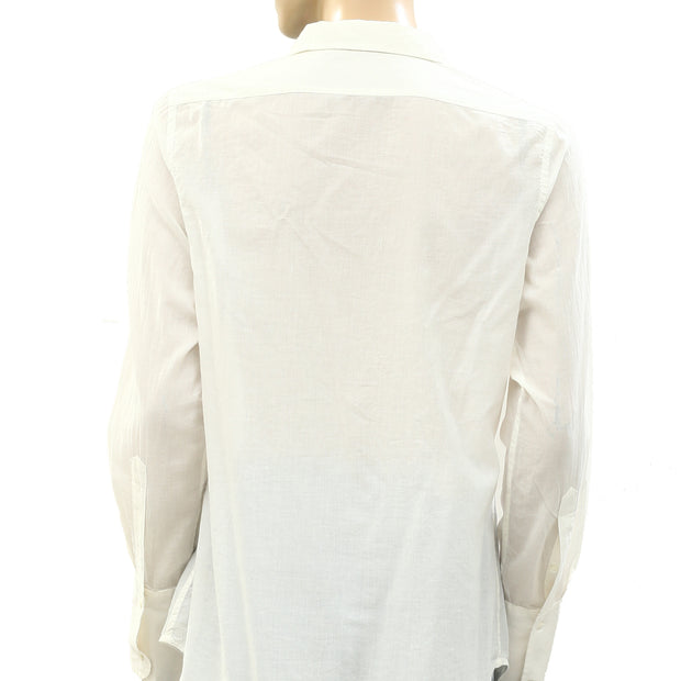 Nili Lotan Cotton Voile NL Buttondown Shirt Blouse Top S