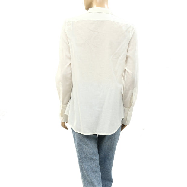 Nili Lotan Cotton Voile NL Buttondown Shirt Blouse Top S