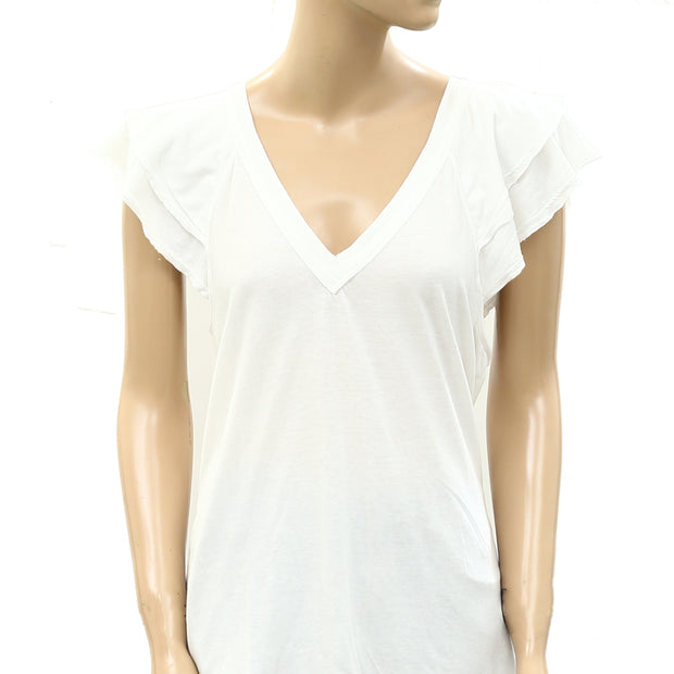 Maeve Anthropologie Catie Ruffle-Sleeved Tee Blouse Top L