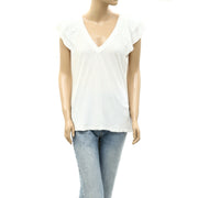 Maeve Anthropologie Catie Ruffle-Sleeved Tee Blouse Top L