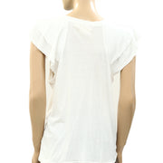 Maeve Anthropologie Catie Ruffle-Sleeved Tee Blouse Top L