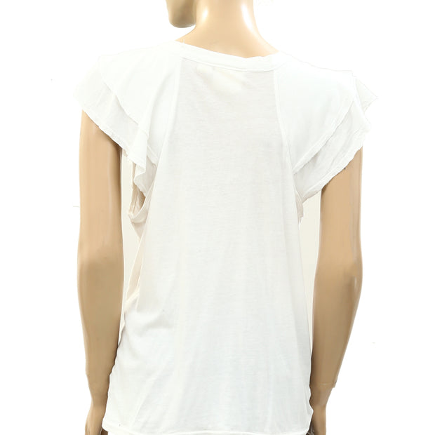 Maeve Anthropologie Catie Ruffle-Sleeved Tee Blouse Top L