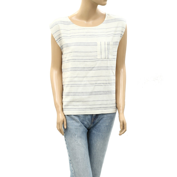 Des Petits Hauts Striped Printed Blouse Top S