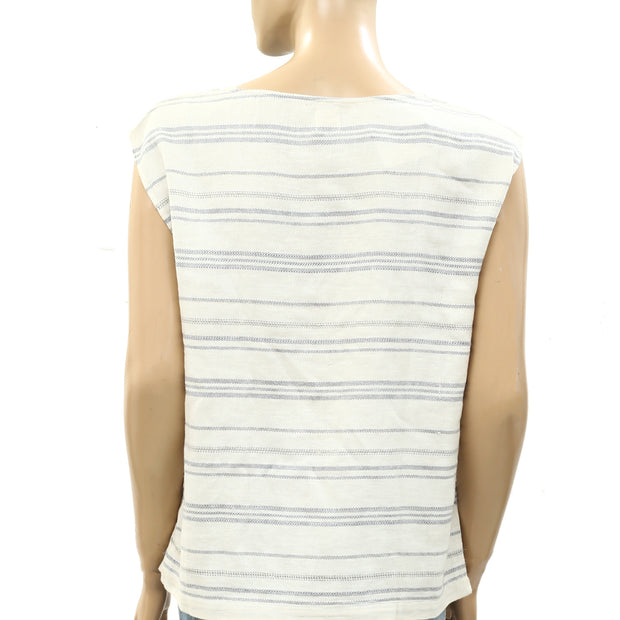 Des Petits Hauts Striped Printed Blouse Top S