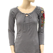 Caite Anthropologie Floral Embroidered Tunic Blouse Top