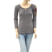 Caite Anthropologie Floral Embroidered Tunic Blouse Top