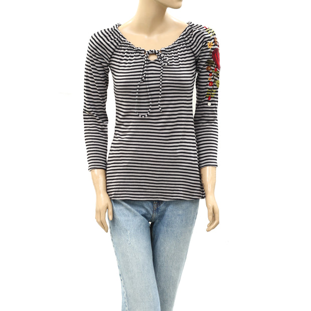 Caite Anthropologie Floral Embroidered Tunic Blouse Top