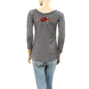 Caite Anthropologie Floral Embroidered Tunic Blouse Top