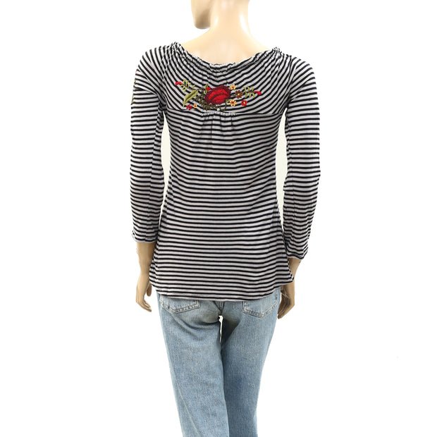 Caite Anthropologie Floral Embroidered Tunic Blouse Top