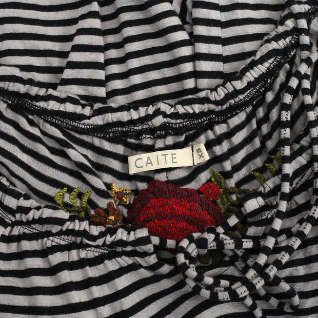 Caite Anthropologie Floral Embroidered Tunic Blouse Top