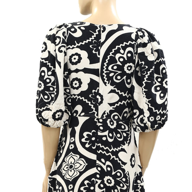 River Island Cream Printed Midi Dress S
