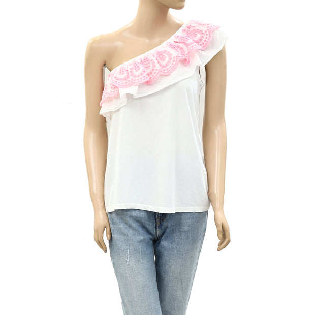 Lilly Pulitzer Eyelet Embroidered One-Shoulder Blouse Top