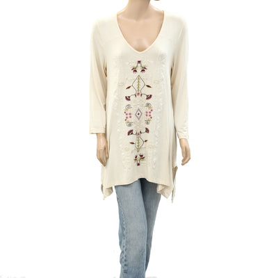 Soft Sorroundings Floral Embroidered Tunic Top