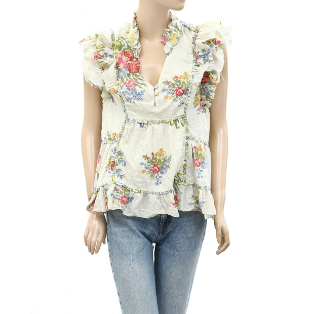 Love The Label Anthropologie Helena Ivory Blouse Top S