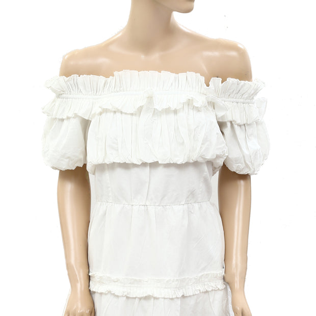 Love The Label Anthropologie Off-The-Shoulder Tiered Mini Dress L
