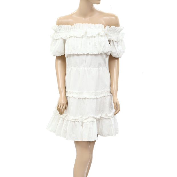 Love The Label Anthropologie Off-The-Shoulder Tiered Mini Dress L
