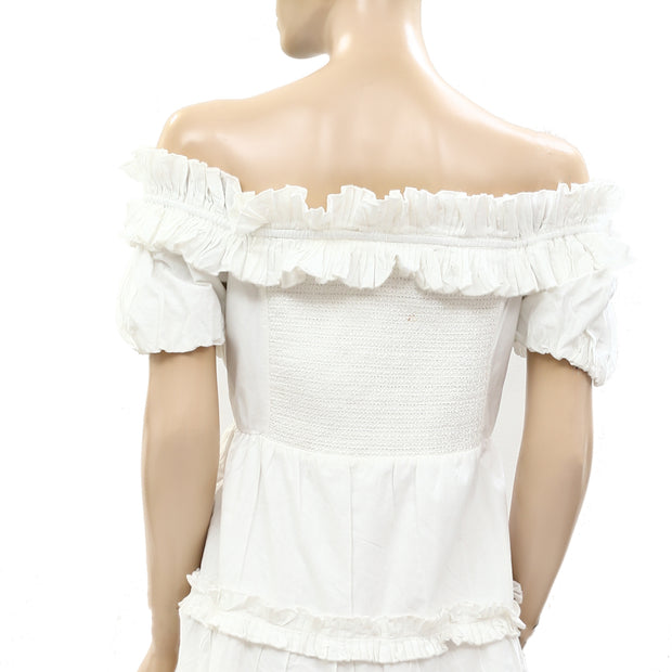Love The Label Anthropologie Off-The-Shoulder Tiered Mini Dress L