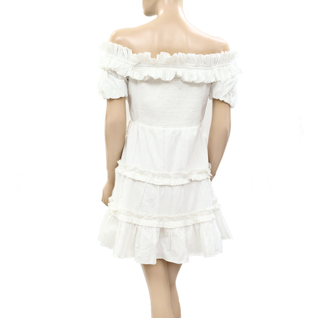 Love The Label Anthropologie Off-The-Shoulder Tiered Mini Dress L