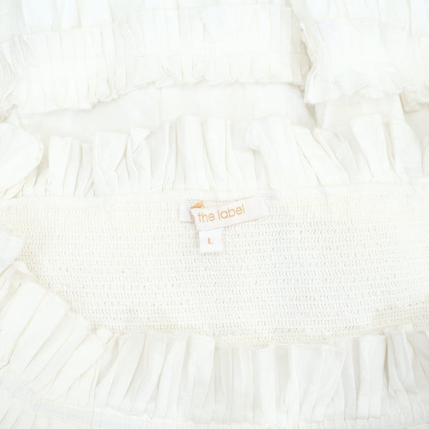 Love The Label Anthropologie Off-The-Shoulder Tiered Mini Dress L